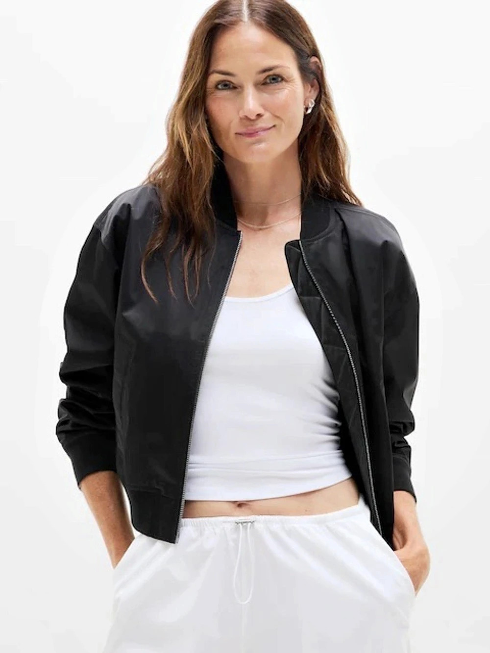 Athleta Bomber Jacket Black Size Small Like New